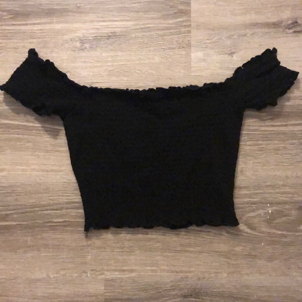 Black off the shoulder crop top